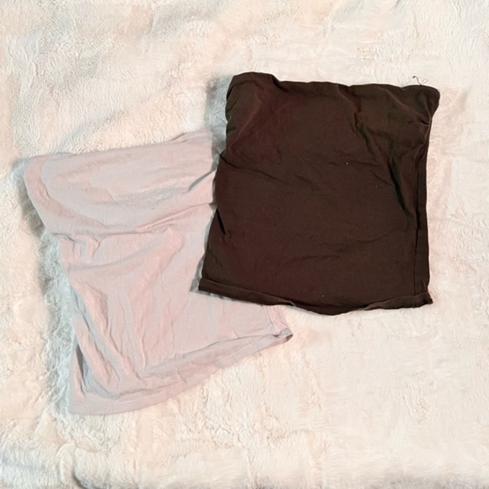 2 PACK white & olive green tube tops